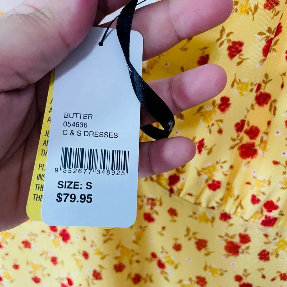 SPORTSGIRL - Butter Yellow Red Floral Maxi Dress New With Tags Size Small - Picture 7 of 11